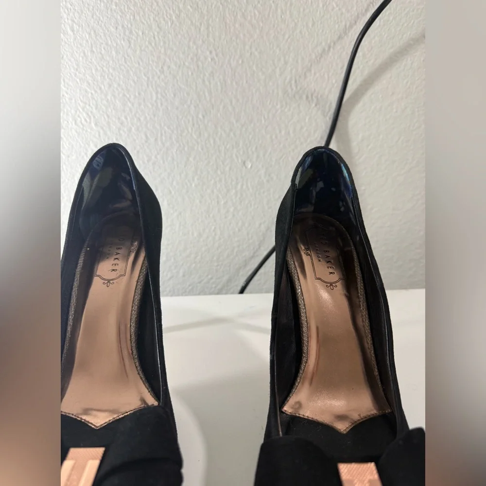 Ted Baker Black Heels with Bow Accent - Picture 2 of 8